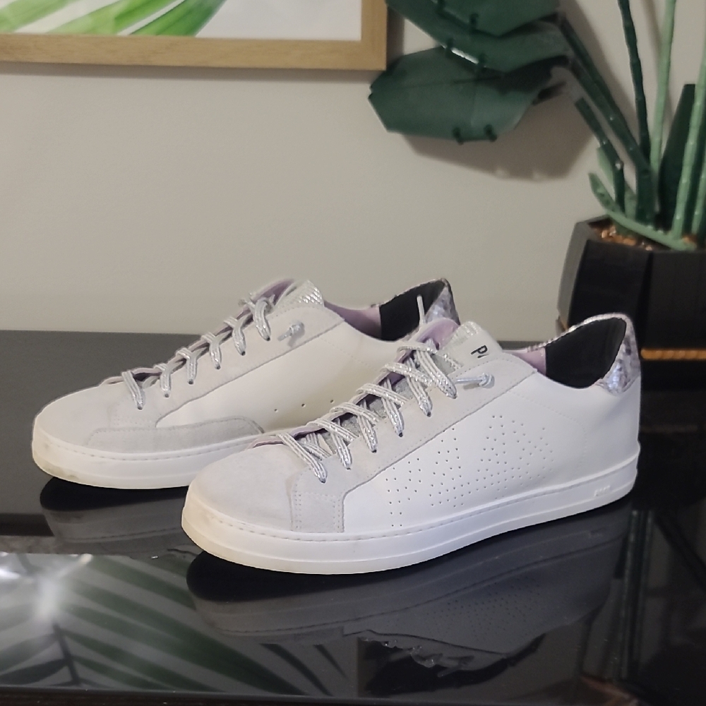 P448 Suede Gray And Silver Womens Sneakers 39 White Leather Sneakers